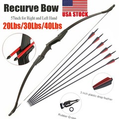 57″ Takedown Recurve Bow Youth&Adults Archery RH&LH Target Shooting 20/30/40lbs