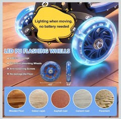 3 Wheel Scooters for Kids 2-5 5-7 Years, 4 Adjustable Heights Foldable Metal…