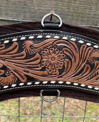 34” Size Tooled Leather Felt Bottom Western Girth Cinch