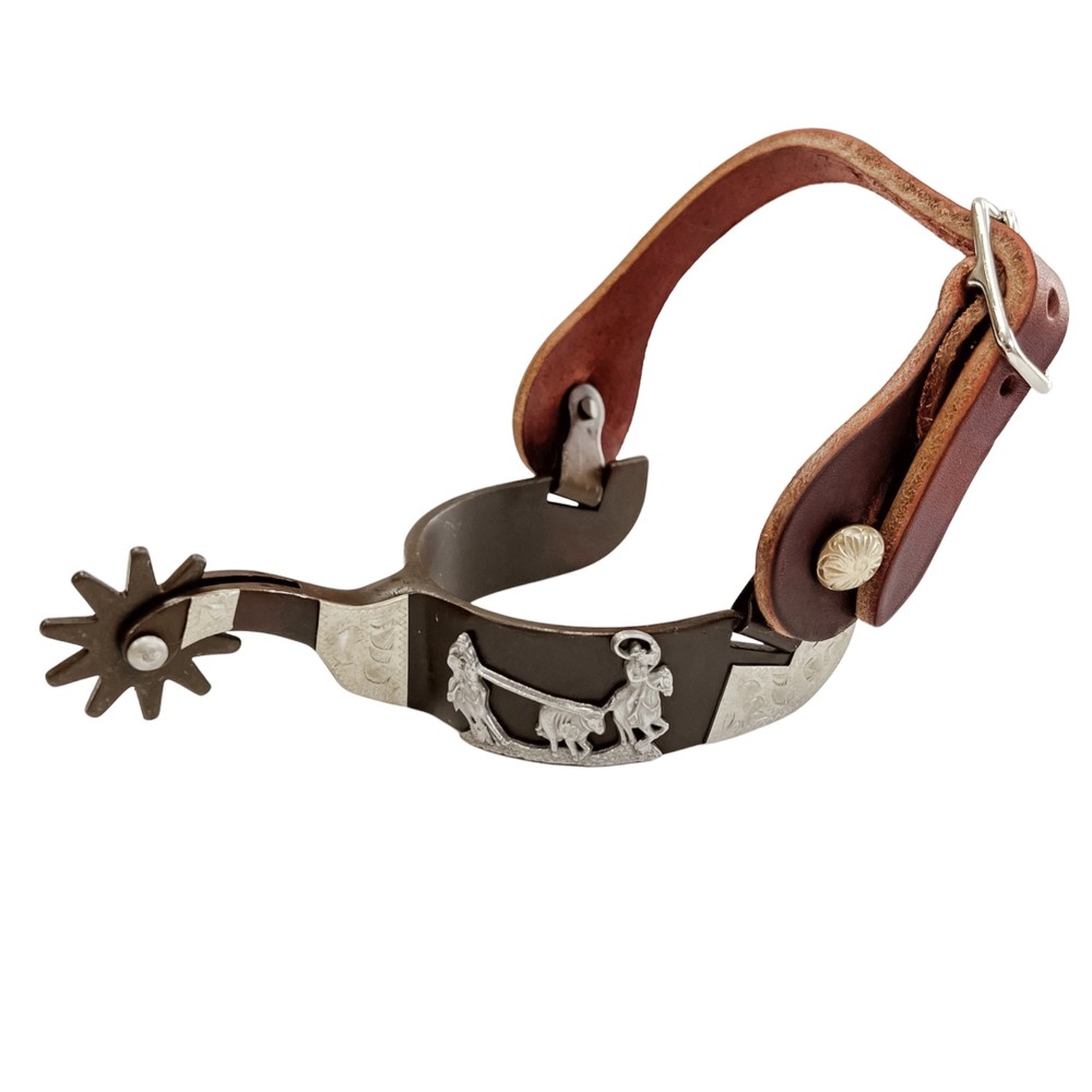 AJ Tack Antique Brown Team Roping Spur Strap Set – Mens