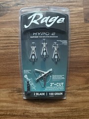 Rage Hypo 2 SlipCam 100 Grain 2 Blade Broadheads 3 Pack + Practice Head New