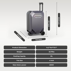 AOTOS Smart Ridable Electric Suitcase 31L Travel Riding Luggage Scooter