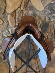 18″ Schleese Link I Havana Brown Monoflap Dressage Saddle X- Wide Tree