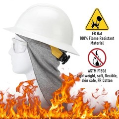 4pcs Flame Resistant FR Hard Hat Liner Sun Shade Cotton Neck Ear Grey