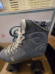 Candi Girl CARLIN Brushed Suede Electric Blue Quad Roller Skates, Size 6 Derby