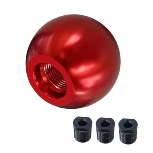 BDZMC Car Round Ball Gear Shift Knob, Aluminum Alloy Gear Shift Stick Head Red