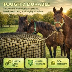 6×6 ft Round Hay Bale Net for Horses Livestock Slow Feeder 2 Inch Knotless