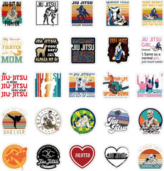 122 Pcs Jiu Jitsu Stickers Pack for Water Bottles, Laptops, Phones, and Decor