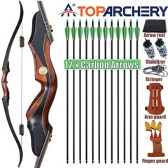 60″ Hunting Archery Takedown Recurve Bow 30-50lb Arrows Wooden Traditional Bow