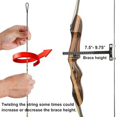 12 Strands Bow String Replacement for 40LB Recurve Bow AMO 52″-62″ Bowstrings