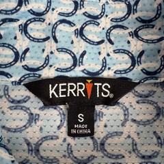 Kerrits Aire Ice Fil Riding Shirt 1/4 Zip Horseshoe Print Blue Womens Small S *