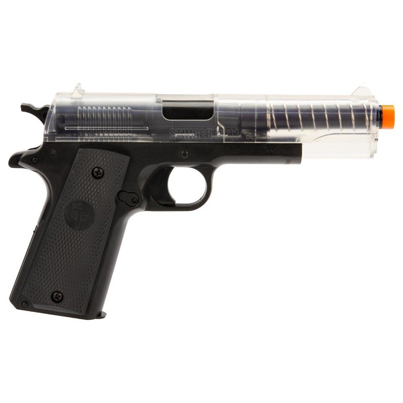 Crosman ASP311C Game Face Stinger Spring-Powered BB Airsoft Pistol, Clear/Black