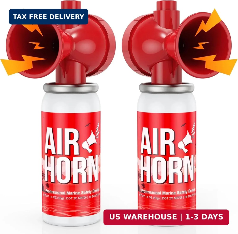 Nicehill 2 Pack Air Horn, 122dB Loud Safety Air Horns for Boating Emergency & Sp