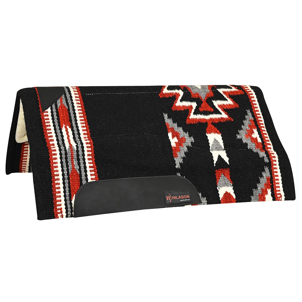 HILASON 32×32 In Western Horse Saddle Wool Blanket Pad Fur Padding Black