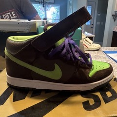 Nike SB Dunk Mid Brown Green Purple Donatellos Shoes US 8.5 D Medium