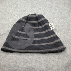 Airwalk Reversible Knit Beanie Gray Striped Logo Teen OSFM NWT