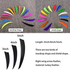 AMEYXGS 50Pcs Arrow Feathers 3″ 4″ 5″ Turkey Feather Fletching Vanes Rignt Wi…