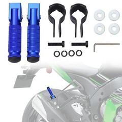 M8 90° Foldable Motorcycle Foot Pegs, CNC Aluminum Alloy & Anti-Skid Blue