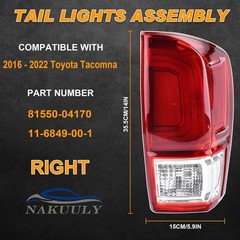 Tail Light Rear Lamp Compatible with 2016-2023 Toyota Tacoma Right Passenger Sid