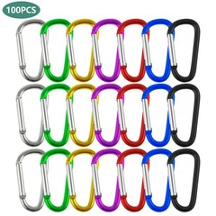 50-200 PCS Aluminum Carabiner D Shape Spring Clip Snap Key Hook Keychain Buckle