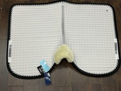 PS of Sweden Monogram Classic AP Saddle Pad Full White Black Sheepskin Trim NWT