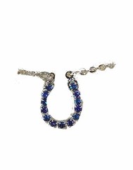 Finishing Touch Blue Rhinestone Horseshoe Necklace – Silver Finish