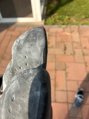 scarpa drago lv 37.5, black and white, moderately worn, very aggresive