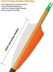 TOPARCHERY Premium 30″ Carbon Hunting Arrows Selected 4″ Real Turkey Feathers