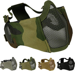 Foldable Airsoft Mesh Mask, Nylon Half Face Mesh Masks with Ear Cover Protection