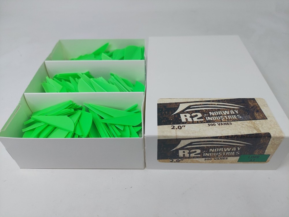 2.0″ Lime Green Raptor II R2 Vanes By Norway Industries: Bulk Pack Of 500 Count