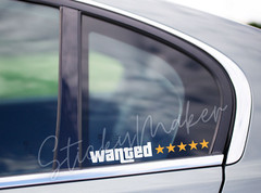 Wanted Level 1-5 Star Vinyl Decal Funny Bumper Sticker
