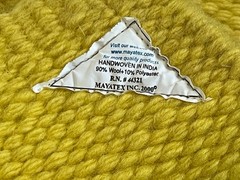 Mayatex Handwoven Wool Western Saddle Blanket 32X34 Bright Yellow #44321
