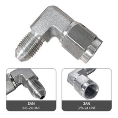 Brake Line Fitting, 2pcs Male to 3AN Female 90-Degree Stainless 3AN-90 Degree