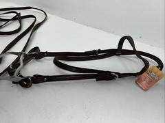 New Tough 1 Brown Nylon Browband Headstall With Bit Split Reins #42-7499 W-33
