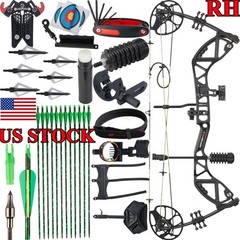 RH Compound Bow 30-70lbs Let off 75% &Carbon Arrows Set Archery Hunting Shooting