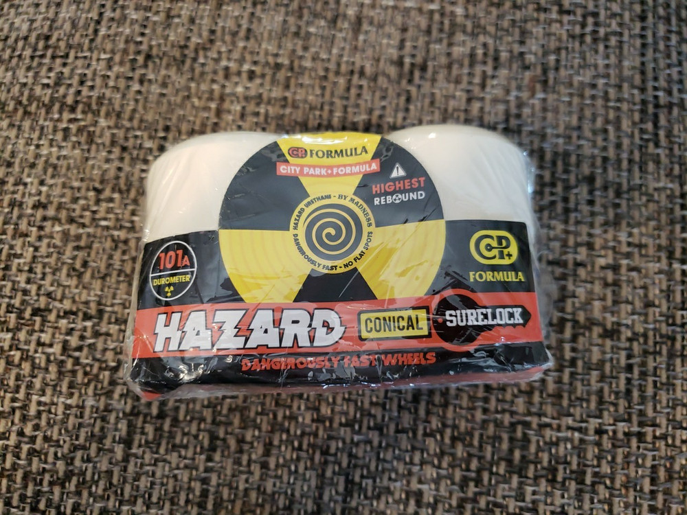 Hazard Sign CP+ Conical Surelock White Skateboard Wheels 52mm NEW 101A