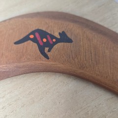 Vintage Wooden Boomerang Kangaroo Aboriginal Art Souvenir Decor