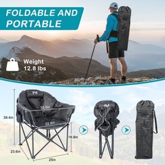 SLSY Oversized Heated Camping Chair Patio Lounge Chairs with 20000mAh Power Bank