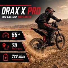 X-PRO DRAX X PRO Electric Dirt Pit Bike 72V/30AH 19″/17″ Wheels for Teens Adults