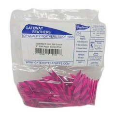100pk Gateway Feathers 2″ Right Wing: Rayzr Faux Barred Pink 200RRBFP-100