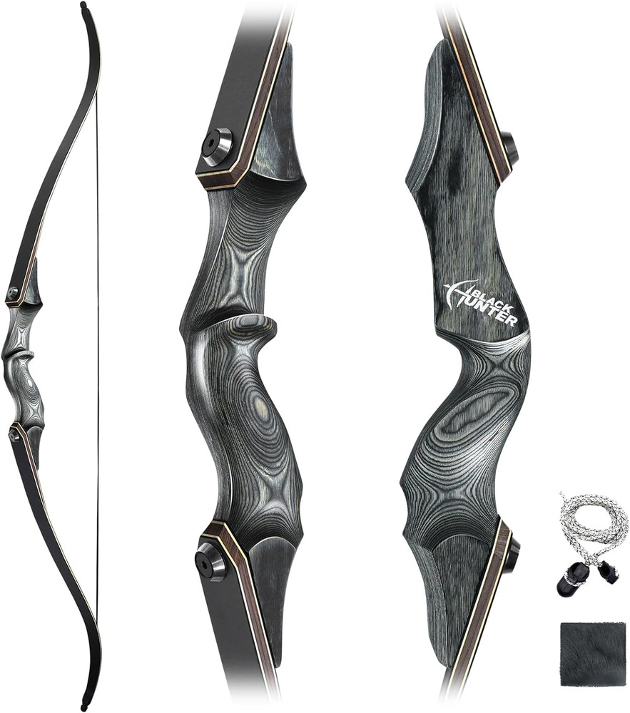 Black Hunter 60″ Takedown Recurve Bow – Bamboo Core for Archery & Hunting