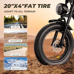 E-BIKE 1500W ELECTRIC BICYCLE 48V/15.6AH 20″ FAT TIRE MOUNTAIN E BIKE FOR ADULT