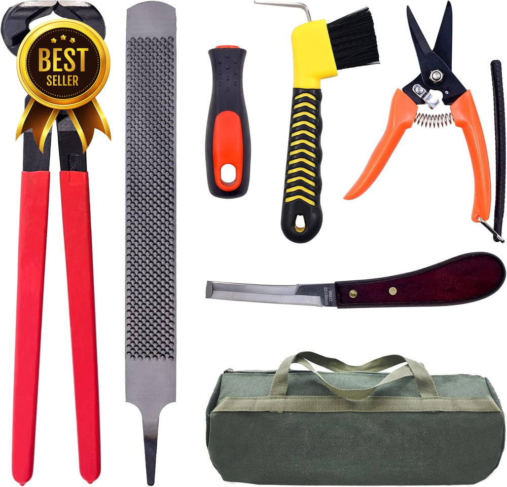 14″ Horse Farrier Tool Kit 6Pcs Hoof Trimming Set for Horses Cows Sheep