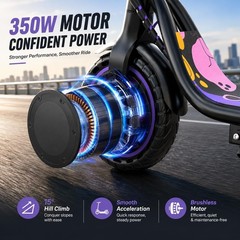 Foldable Electric Scooter 19mph APP Control 8.5″ Solid Tires Purple Escooter