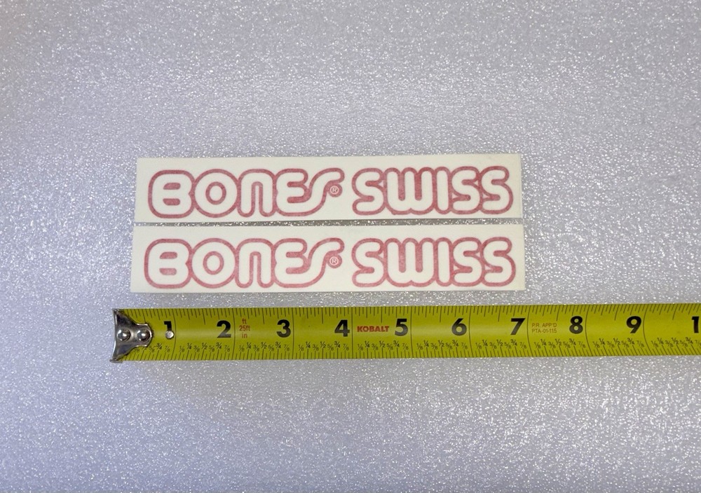 LOT OF 2 Bones Swiss Sticker / Decal Bones Wheels Skateboard Sticker Vintage Red