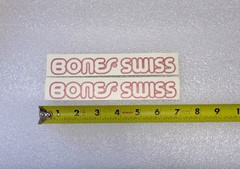 LOT OF 2 Bones Swiss Sticker / Decal Bones Wheels Skateboard Sticker Vintage Red