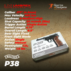 Umarex Walther P38 CO2 .177 Caliber Blowback Air Pistol 2252730 w/ BBs and CO2