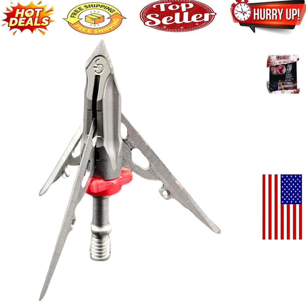 G5 Megameat 3-Blade Expandable Broadheads – Deadly 2″ Cutting Diameter for Pr…