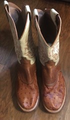 Dan Post Brown and cream ostrich skin western equestrian boots