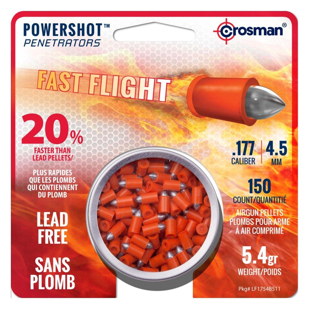CROSMAN .177cal Powershot Fast Flight Penetrator Pellets (Orange) – 5.4 Grain